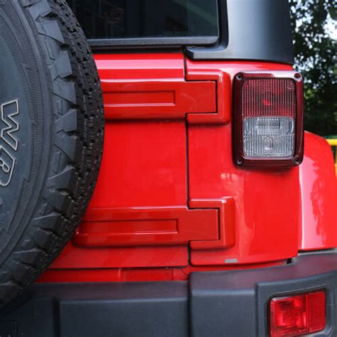 Red Rear Door Tailgate Hinge Cover Kit Cover Trim Fit Jeep Wrangler JK