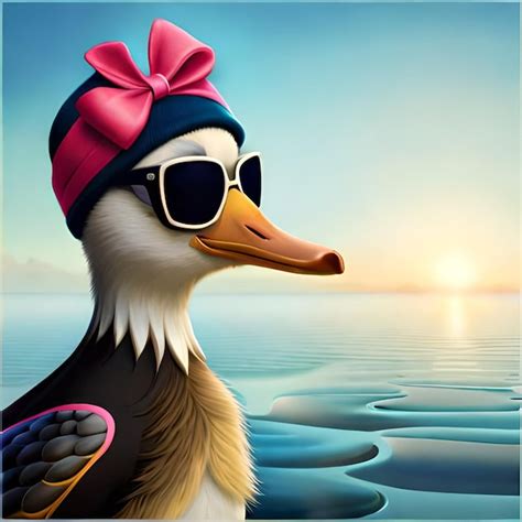 Premium AI Image Cartoonstyle 3D Portrait Of A Duck With Sunglasses