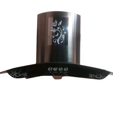 Ceiling Mounted Baffle Black Stainless Steel Kitchen Chimney Cm