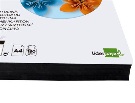 Papelaria Pt CARTOLINA LIDERPAPEL DIN A4 180 GR PRETO PACK DE 100