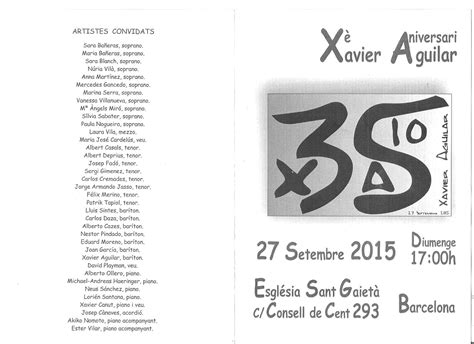 Xè Aniversari De Baríton De Xavier Aguilar Església De Sant Gaietà