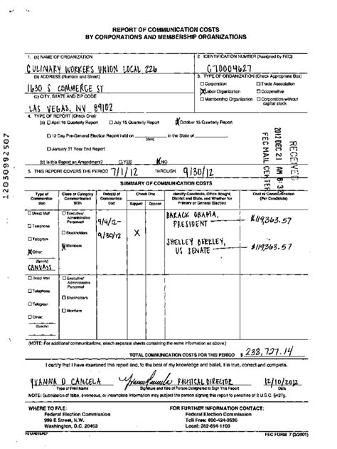 Fillable Online Docquery Fec Govpdf Report Of Communication Costs By