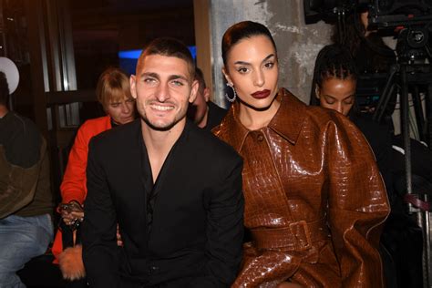 Photo Marco Verratti et sa femme Jessica Front Row Défilé Messika