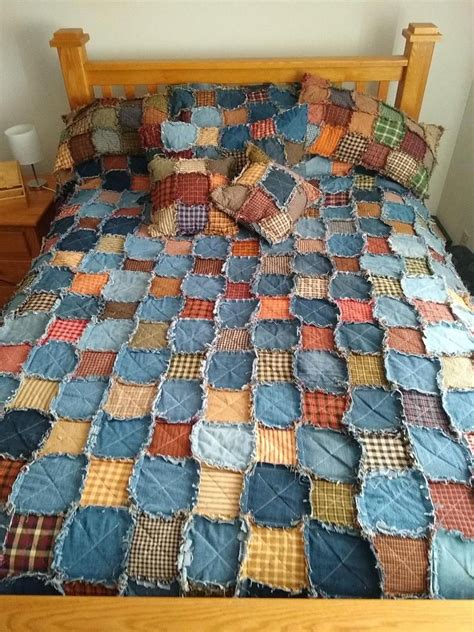 Assorted Primitive Homespun And Recycled Denim Rag Quilt Etsy