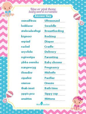 25 Free Printable Baby Shower Word Scramble Games