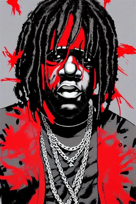 Rapper Chief Keef With Bloods Bandana Chris Bachalo Stable Diffusion