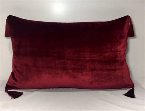 Wine Red Velvet Throw Pillows Red Pillow With Tassel Velvet Etsy