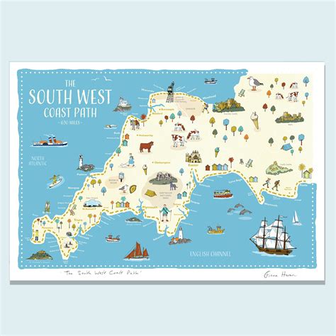 Map of the South West Coast Path poster - Fiona Horan: Artist and ...