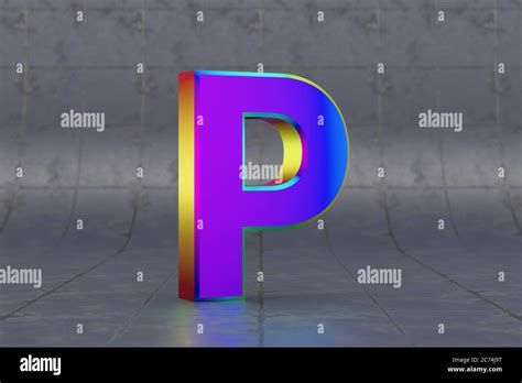 Multicolor 3d Letter P Uppercase Glossy Iridescent Letter On Tile