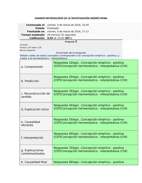 Fp Examen Metodolog A De La Investigaci N Cient Fica Examen