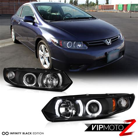 2006 2011 Honda Civic 2D Coupe FG Black Halo Angel Eye Projector