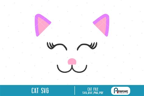 Dxf Eps Pdf Png Included Kitty Cat Face With Bow Svg Files For Cricut