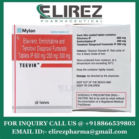 Teevir Tablet Emtricitabine Mg Tenofovir Disoproxil Fumarate