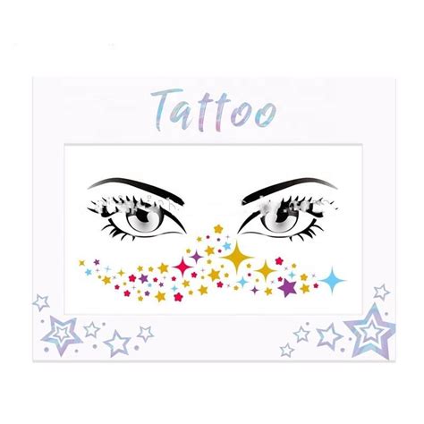 Custom Design Face Tattoo Sticker Temporary Body Eye Gold Metallic Face ...