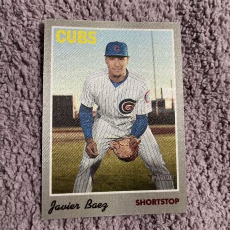 2019 Topps Heritage High Number Javier Baez 1970 Cloth Sticker 30