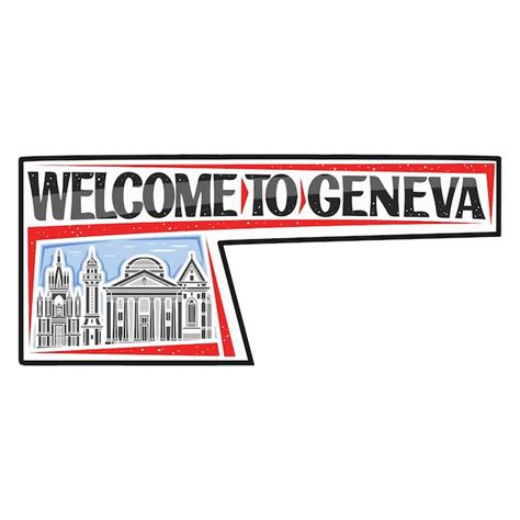 Premium Vector Geneva Skyline Landmark Flag Sticker Emblem Badge