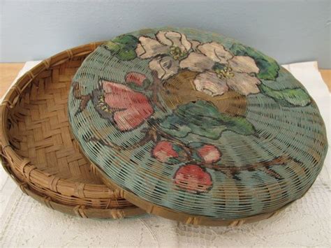 Antique Chinese Basket Hand Painted Sewing Basket Vintage Etsy