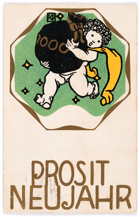 Postkarte Der Wiener Werkst Tte Nr Prosit Neujahr Neujahrskarte