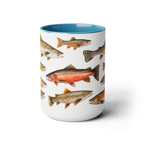 Diverse Trout Species Mug Ceramic Cup Cutthroat Trout Brown Trout