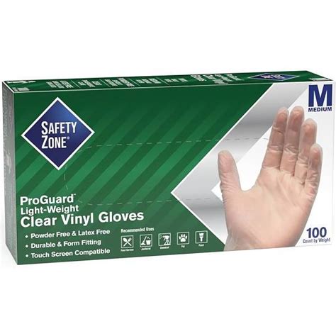 The Safety Zone Medium Clear Powder Free Vinyl Disposable Gloves