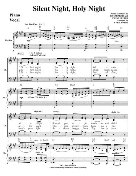 Silent Night Arr Chris Emert By Joseph Mohr And Franz Gruber Sheet