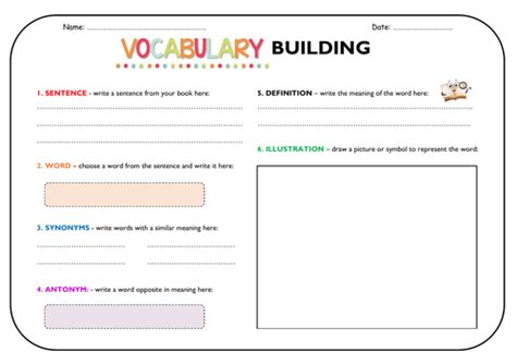 Guided Reading Vocabulary Building Activities Teaching Resources