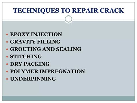The investigation of cracks and repair techniques | PPTX