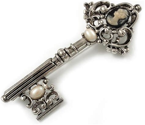 Broche De Camafeo Con Llave Vintage En Plata Quemada Amazon Es Moda