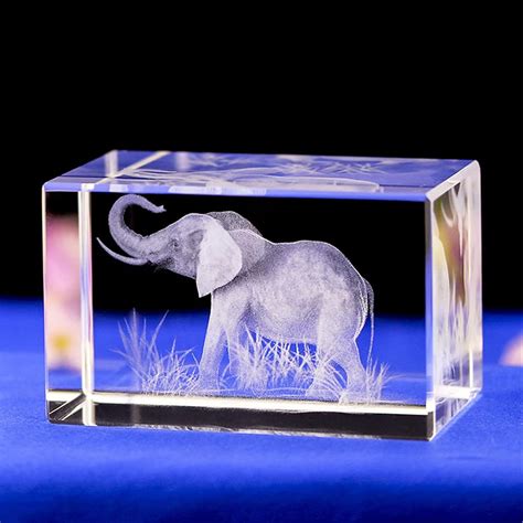 Elephant Ts 3d Laser Etched Crystal Art Of Elephant Figurines Crystal Glass Cube Engraving