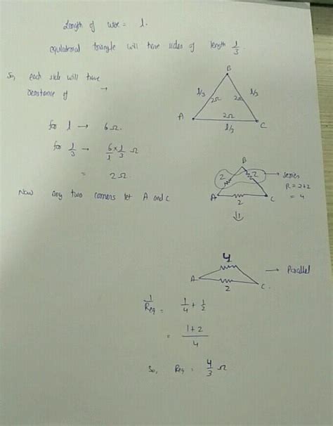 A wire of resistance 9 Ω is bent in a form of equilateral triangle The