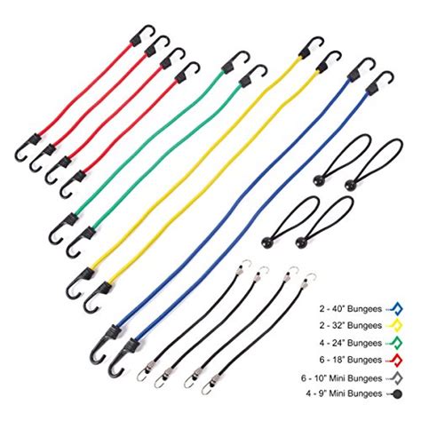 Wellmax Premium Bungee Cord Set With Heavy Duty Hooks And Bonus