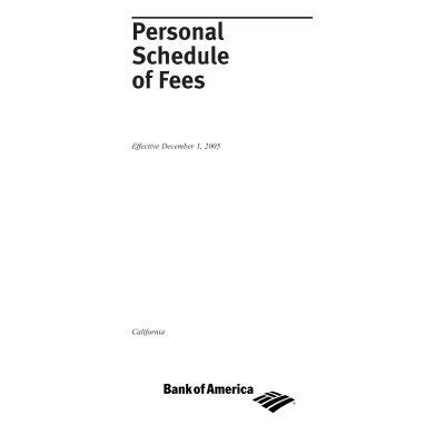 Personal Schedule of Fees - Bank of America