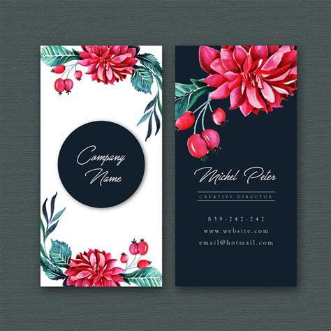 Floral Visiting Card Vector Hd Images, Watercolor Floral Visiting Card ...