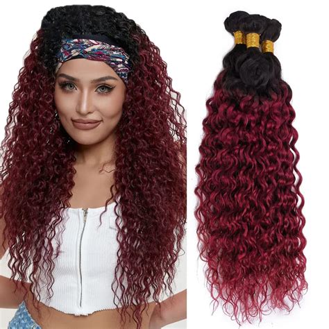 Amazon Ombre Burgundy Human Hair Bundles B J Deep Wave Bundles