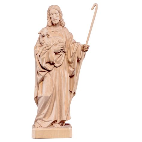 Wooden statue of Jesus shepherd without sheep | MONDO CATTOLICO