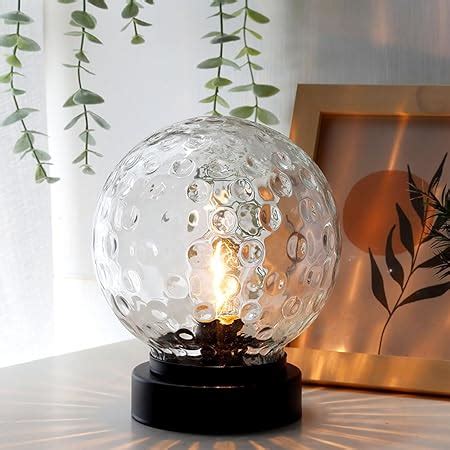 Lighted Mercury Glass Ball Table Lamp Silver Cordless Glass Orb