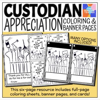 Custodian Appreciation Coloring Banner Pages Winsome Teacher