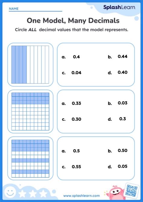 One Model Many Decimals Worksheet