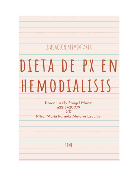 Dieta Recomendada Para Pacientes Con Hemodialisis Dieta Recomend La