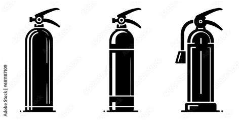 Fire Extinguisher Icon Set Of Different Black Fire Extinguisher Icons In Flat Style On White