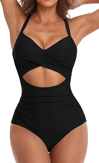 Eomenie Womens One Piece Swimsuits Tummy Control Cutout High Waisted