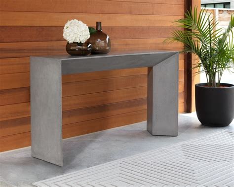 concrete indoor outdoor console table for entryway patio poolside ...