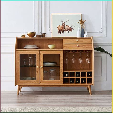 Nordic Walnut Bar U0026 Wine Cabinets 2 Glass Doors 2 Cant Drawers 50