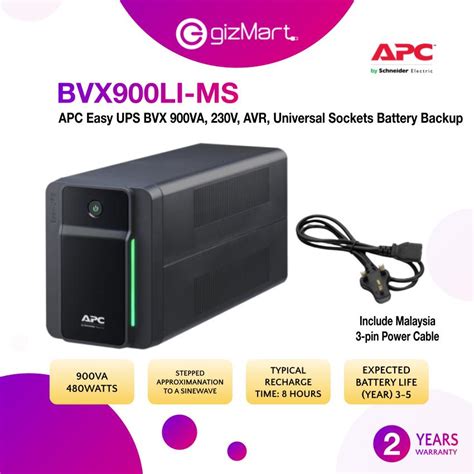 APC Easy UPS BVX 900VA 230V AVR Universal Sockets Battery Backup