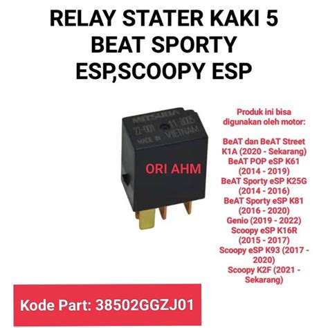 Jual Relay Starter Kaki Beat Fi Esp Pop Street Scoopy Fi Vario Fi