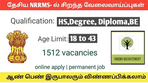 Tamil Nadu Nrrms Recruitment 2020 Tamilnadu Govt Jobs 2020தமிழக அரசு கிராமப்புற வேலைவாய்ப்பு