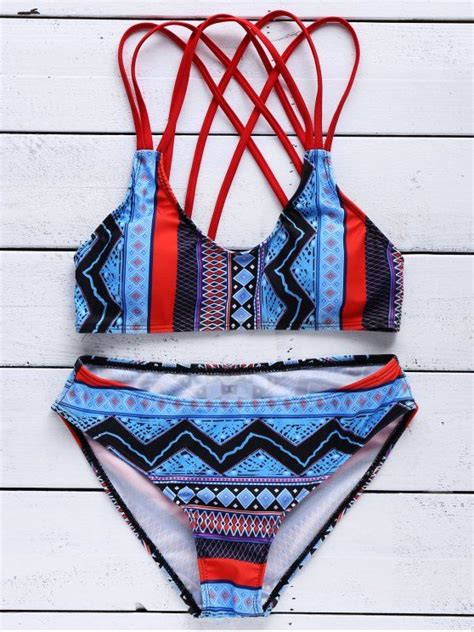 23 OFF 2021 Criss Cross Print Bikini Set In COLORMIX ZAFUL