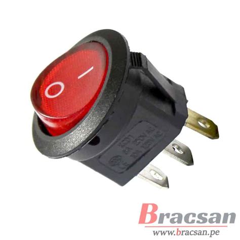 INTERRUPTOR SWITCH ROCKER ROJO AZUL CIRCULAR CON LUZ 3 PINES ON