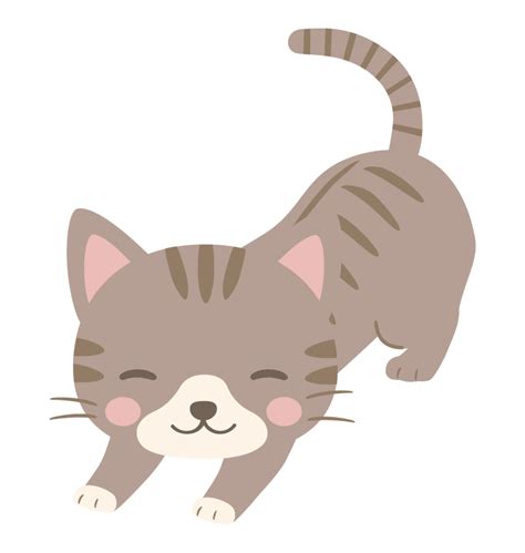 伸びをしているキジ白の猫のイラスト 無料のフリー素材 イラストエイト