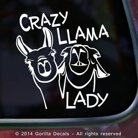 Items Similar To Crazy Llama Lady Llamas Alpacas Vinyl Decal Bumper